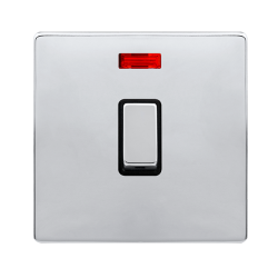 20A INGOT DOUBLE POLE SWITCH WITH NEON - POLISHED