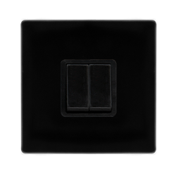 10AX INGOT 2 GANG 2 WAY SWITCH - METAL BLACK COVER