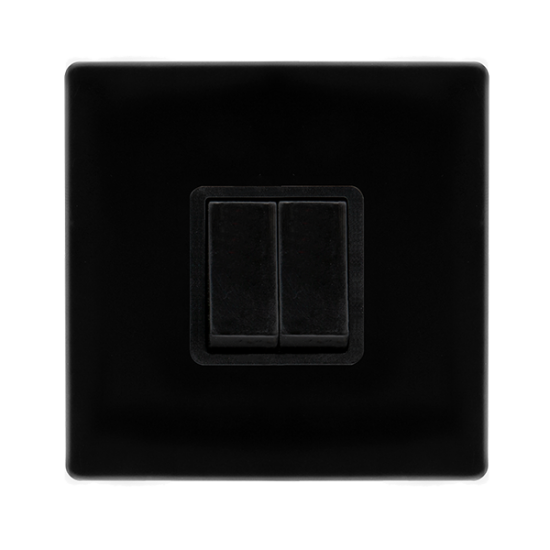 10AX INGOT 2 GANG 2 WAY SWITCH - METAL BLACK COVER