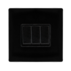 10AX INGOT 3 GANG 2 WAY SWITCH - METAL BLACK COVER