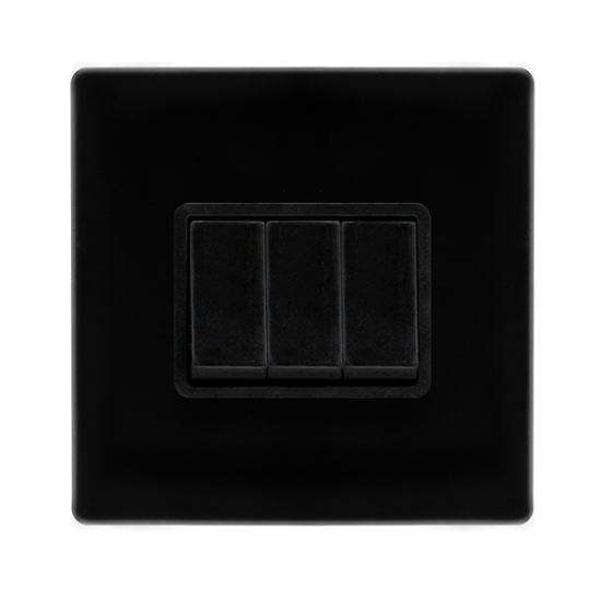 10AX INGOT 3 GANG 2 WAY SWITCH - METAL BLACK COVER