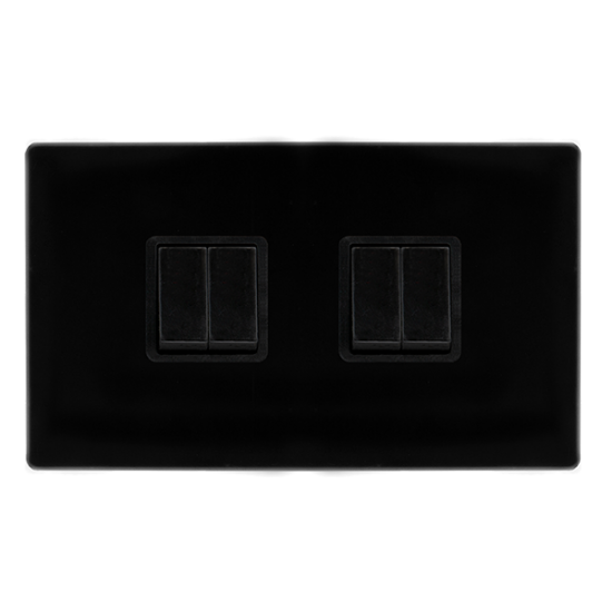 10AX INGOT 4 GANG 2 WAY SWITCH - METAL BLACK COVER