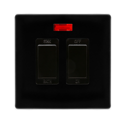 20A SINK / BATH SWITCH WITH NEON - METAL BLACK COV