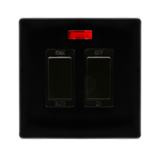 20A SINK / BATH SWITCH WITH NEON - METAL BLACK COV