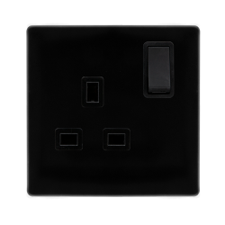 13A INGOT 1 GANG DP SWITCHED SOCKET - METAL BLACK