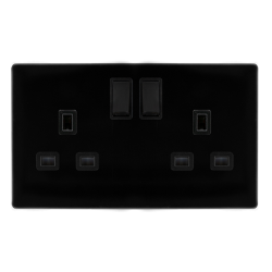 13A INGOT 2 GANG DP SWITCHED SOCKET - METAL BLACK