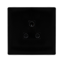 5A ROUND PIN SOCKET - METAL BLACK COVER PLATE - BL