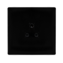 2A ROUND PIN SOCKET - METAL BLACK COVER PLATE - BL