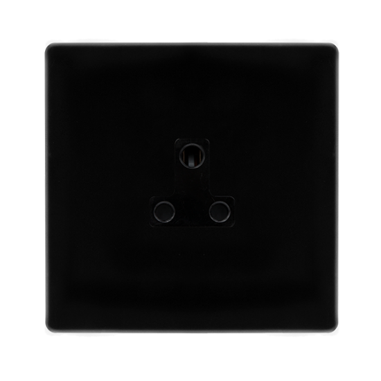 2A ROUND PIN SOCKET - METAL BLACK COVER PLATE - BL