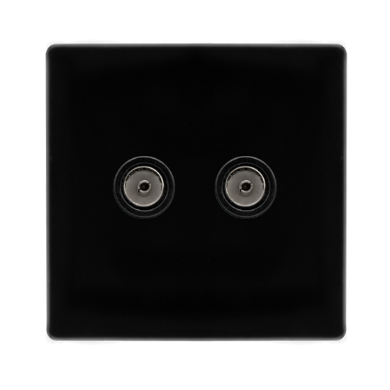TWIN NON-ISOLATED COAXIAL OUTLET -  METAL BLACK CO