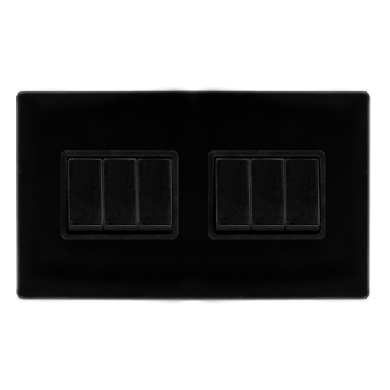 10AX INGOT 6 GANG 2 WAY SWITCH - METAL BLACK COVER