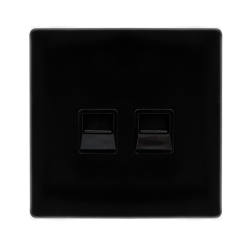 TWIN TELEPHONE SECONDARY OUTLET - METAL BLACK COVE