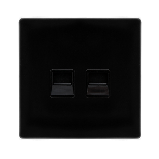 TWIN TELEPHONE SECONDARY OUTLET - METAL BLACK COVE