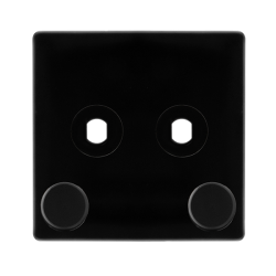 2 GANG UNFURNISHED DIMMER PLATE & KNOBS - METAL BL