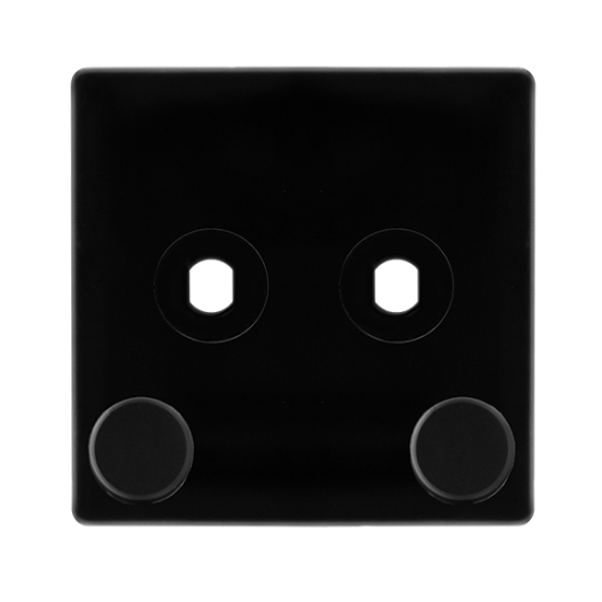 2 GANG UNFURNISHED DIMMER PLATE & KNOBS - METAL BL