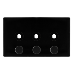 3 GANG UNFURNISHED DIMMER PLATE & KNOBS - METAL BL