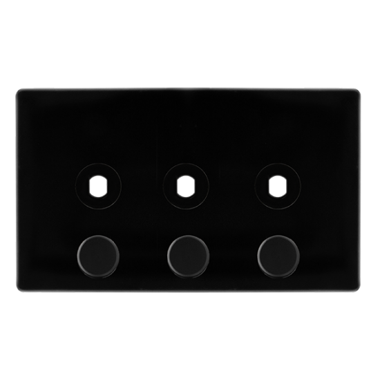 3 GANG UNFURNISHED DIMMER PLATE & KNOBS - METAL BL