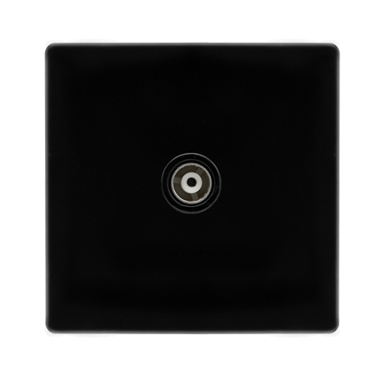 SINGLE ISOLATED COAXIAL OUTLET -  METAL BLACK COVE
