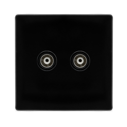TWIN ISOLATED COAXIAL OUTLET -  METAL BLACK COVER