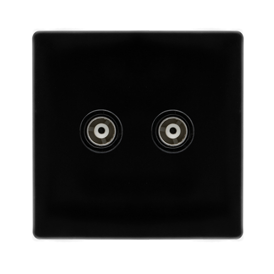 TWIN ISOLATED COAXIAL OUTLET -  METAL BLACK COVER