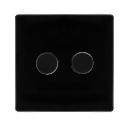 2 GANG 2 WAY 100W DIMMER SWITCH - METAL BLACK