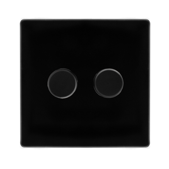 2 GANG 2 WAY 100W DIMMER SWITCH - METAL BLACK
