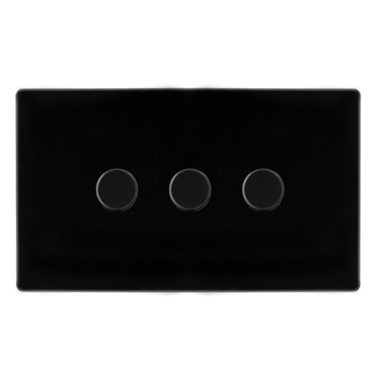 3 GANG 2 WAY 100W DIMMER SWITCH - METAL BLACK