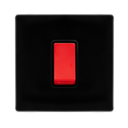 50A 1 GANG DOUBLE POLE SWITCH -  METAL BLACK COVER