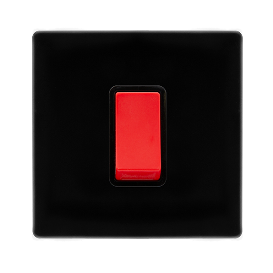 50A 1 GANG DOUBLE POLE SWITCH -  METAL BLACK COVER