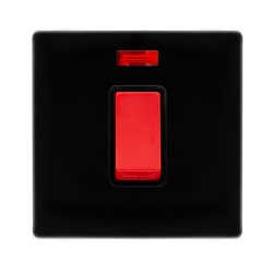 50A 1 GANG DOUBLE POLE SWITCH WITH NEON -  METAL B
