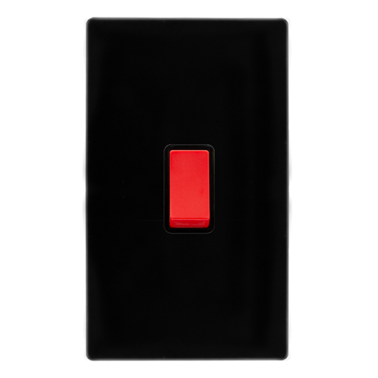 50A 2 GANG DOUBLE POLE SWITCH -  METAL BLACK COVER