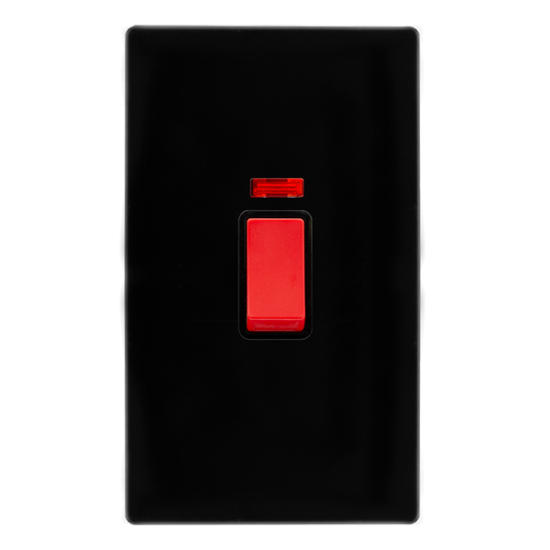 50A 2 GANG DOUBLE POLE SWITCH WITH NEON -  METAL B