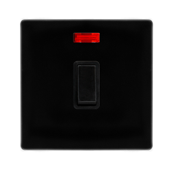 20A DOUBLE POLE SWITCH WITH NEON - METAL BLACK COV