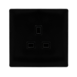 13A 1 GANG UNSWITCHED SOCKET - METAL BLACK COVER P