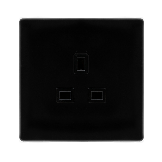 13A 1 GANG UNSWITCHED SOCKET - METAL BLACK COVER P