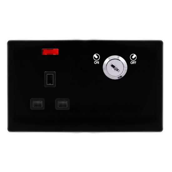 13A 1 GANG DOUBLE POLE KEY LOCKABLE SOCKET WITH NE
