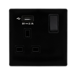 13A INGOT 1 GANG SWITCHED SOCKET WITH 2.1A USB OUT