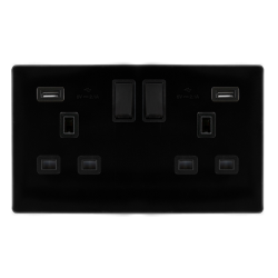 13A INGOT 2 GANG SWITCHED SOCKET WITH 2.1A USB OUT