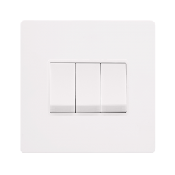 10AX INGOT 3 GANG 2 WAY SWITCH - METAL WHITE COVER