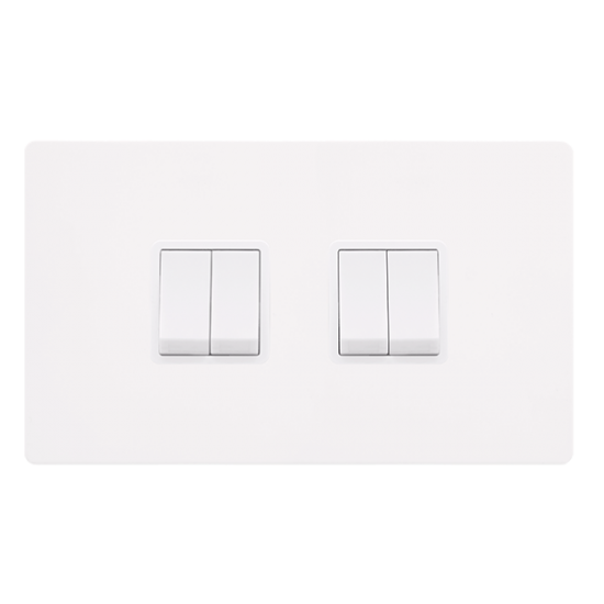 10AX INGOT 4 GANG 2 WAY SWITCH - METAL WHITE COVER