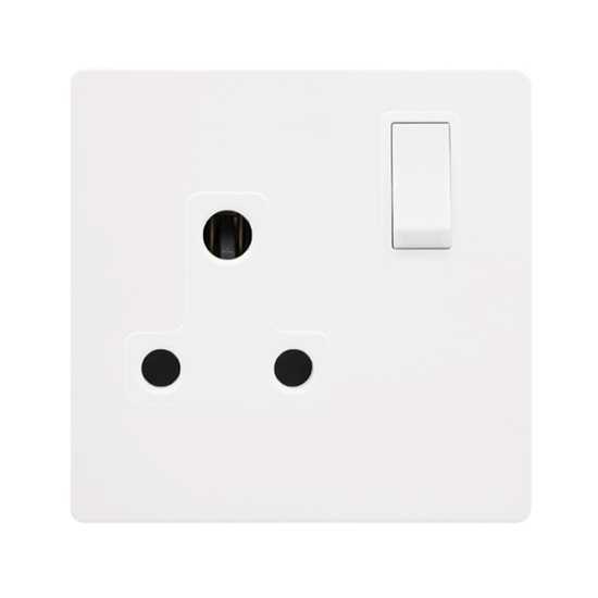 15A ROUND PIN SWITCHED SOCKET - METAL WHITE COVER