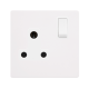 15A ROUND PIN SWITCHED SOCKET - METAL WHITE COVER