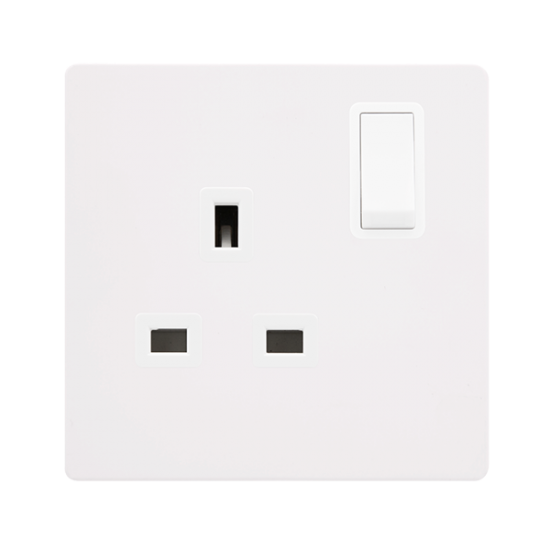13A INGOT 1 GANG DP SWITCHED SOCKET - METAL WHITE