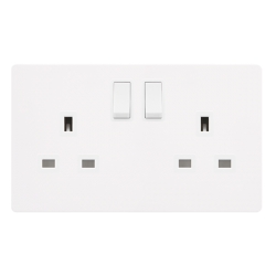 13A INGOT 2 GANG DP SWITCHED SOCKET - METAL WHITE