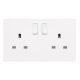 13A INGOT 2 GANG DP SWITCHED SOCKET - METAL WHITE