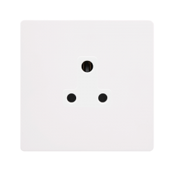 5A ROUND PIN SOCKET - METAL WHITE COVER PLATE - PO