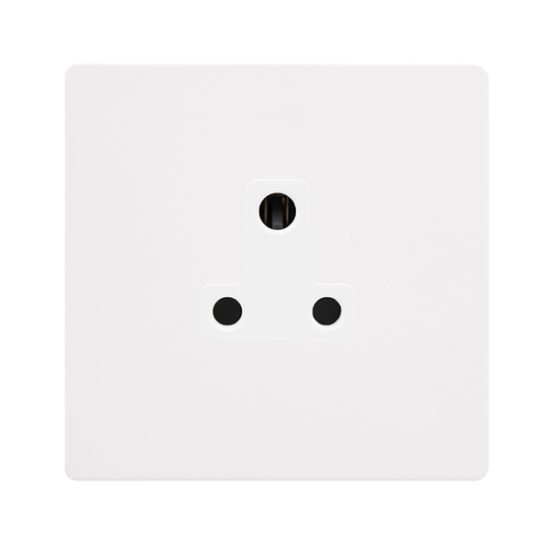 5A ROUND PIN SOCKET - METAL WHITE COVER PLATE - PO