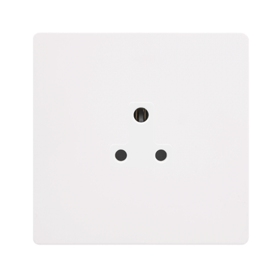 2A ROUND PIN SOCKET - METAL WHITE COVER PLATE - PO