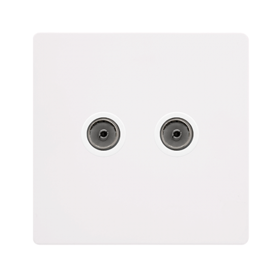 TWIN NON-ISOLATED COAXIAL OUTLET - METAL WHITE COV