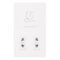 115/230V DUAL VOLTAGE SHAVER SOCKET - METAL WHITE